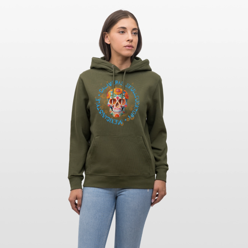 Unisex Hoodie mit CALAVERAS MEXICANSTYLE PRINT - Khaki Grün