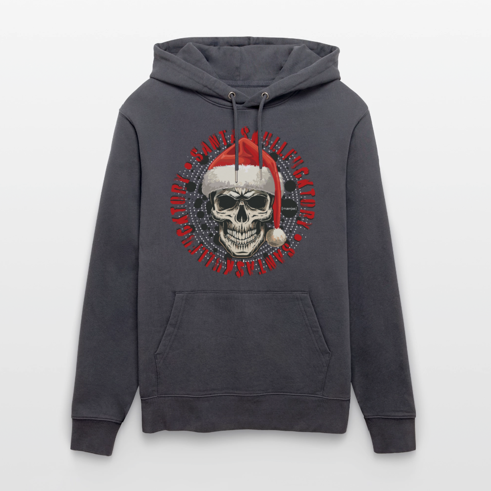 Unisex Bio-Hoodie mit SANTASKULL FUCKTORY PRINT - Indigoblau