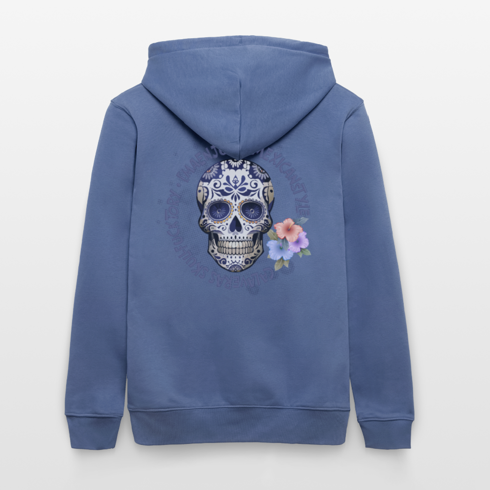 Unisex Hoodie mit MAENJUS MEXICANSTYLE PRINT Vorder- und Rückseite - Blau