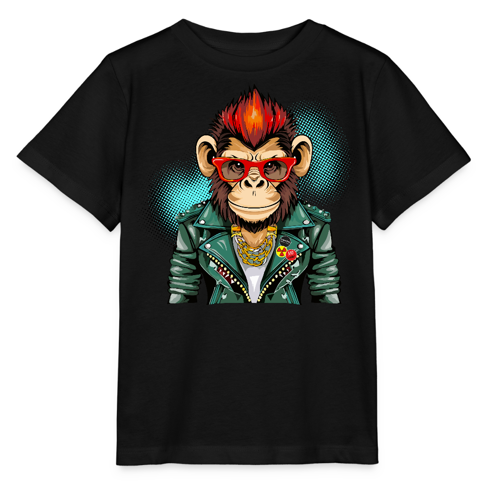 MNJS KIDS Bio T-Shirt mit MONKEY PRINT - Schwarz