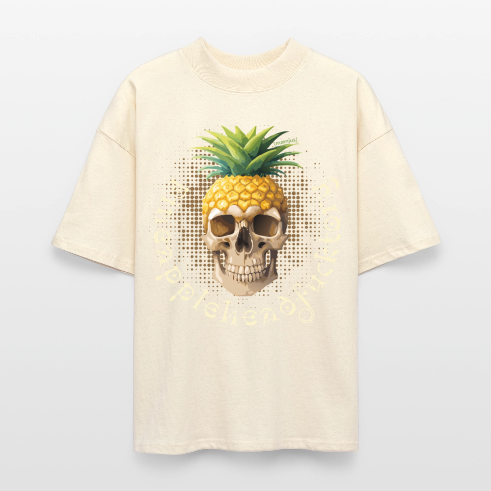 Oversized Unisex T-Shirt mit PINEAPPLE SKULL PRINT - Weißgrau