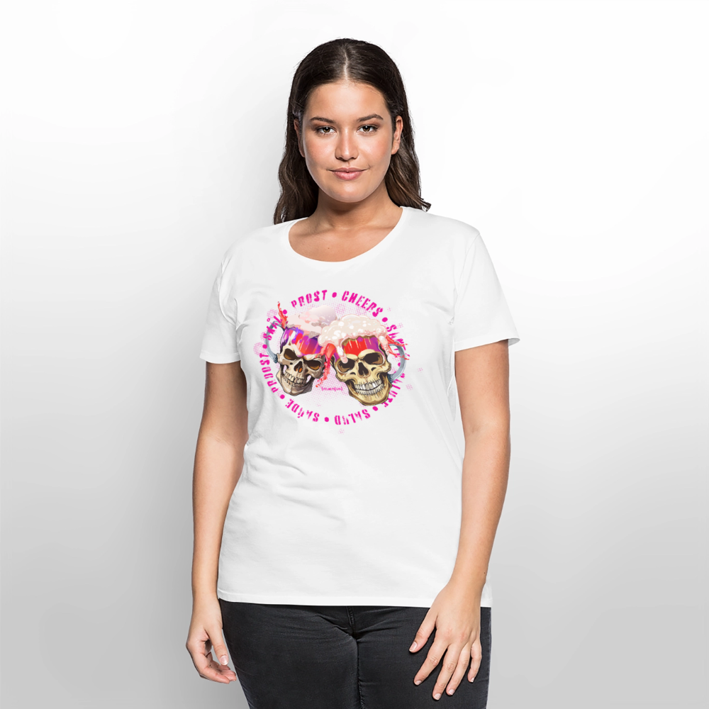Frauen Premium T-Shirt mit OKTOBERFEST SKULL GIRL PRINT - Weiß