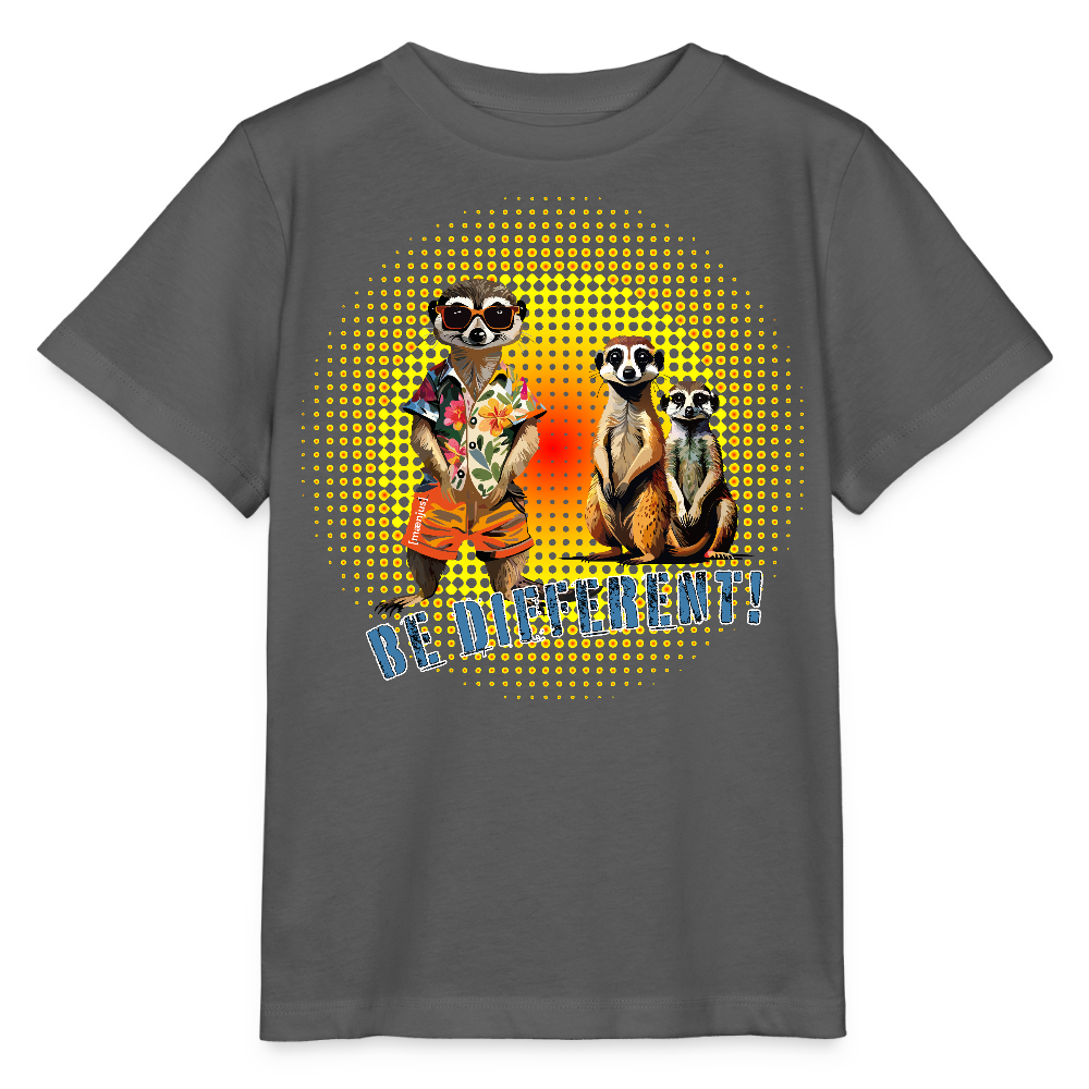 MNJS KIDS Bio T-Shirt mit BE DIFFERENT PRINT - Anthrazit