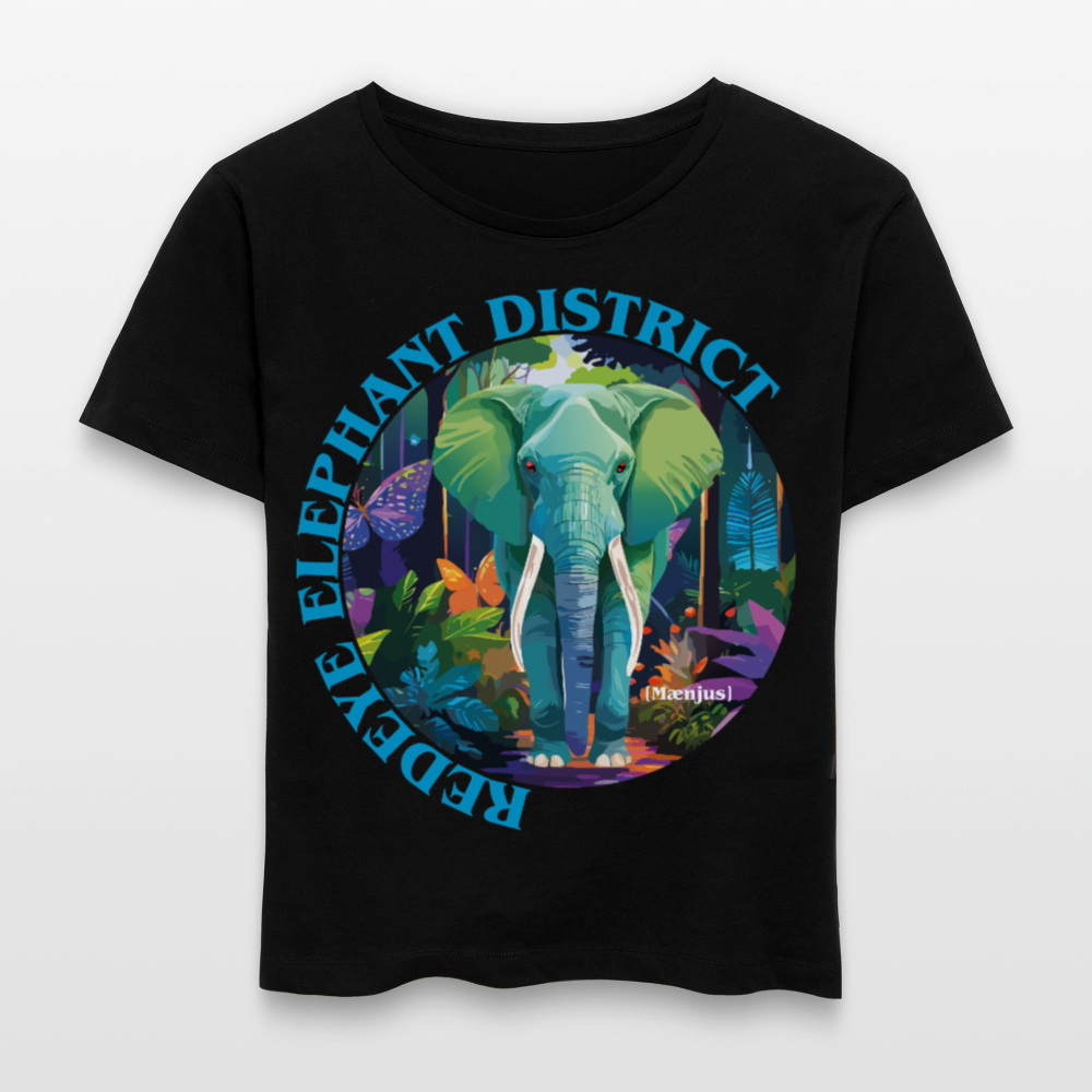 Frauen T-Shirt mit REDEYE ELEPHANT DISTRICT PRINT Vorderseite - Schwarz