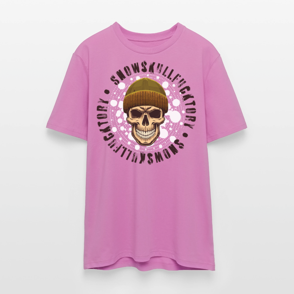 Unisex Bio-T-Shirt mit SNOWSKULL FUCKTORY PRINT Vorderseite - Pink