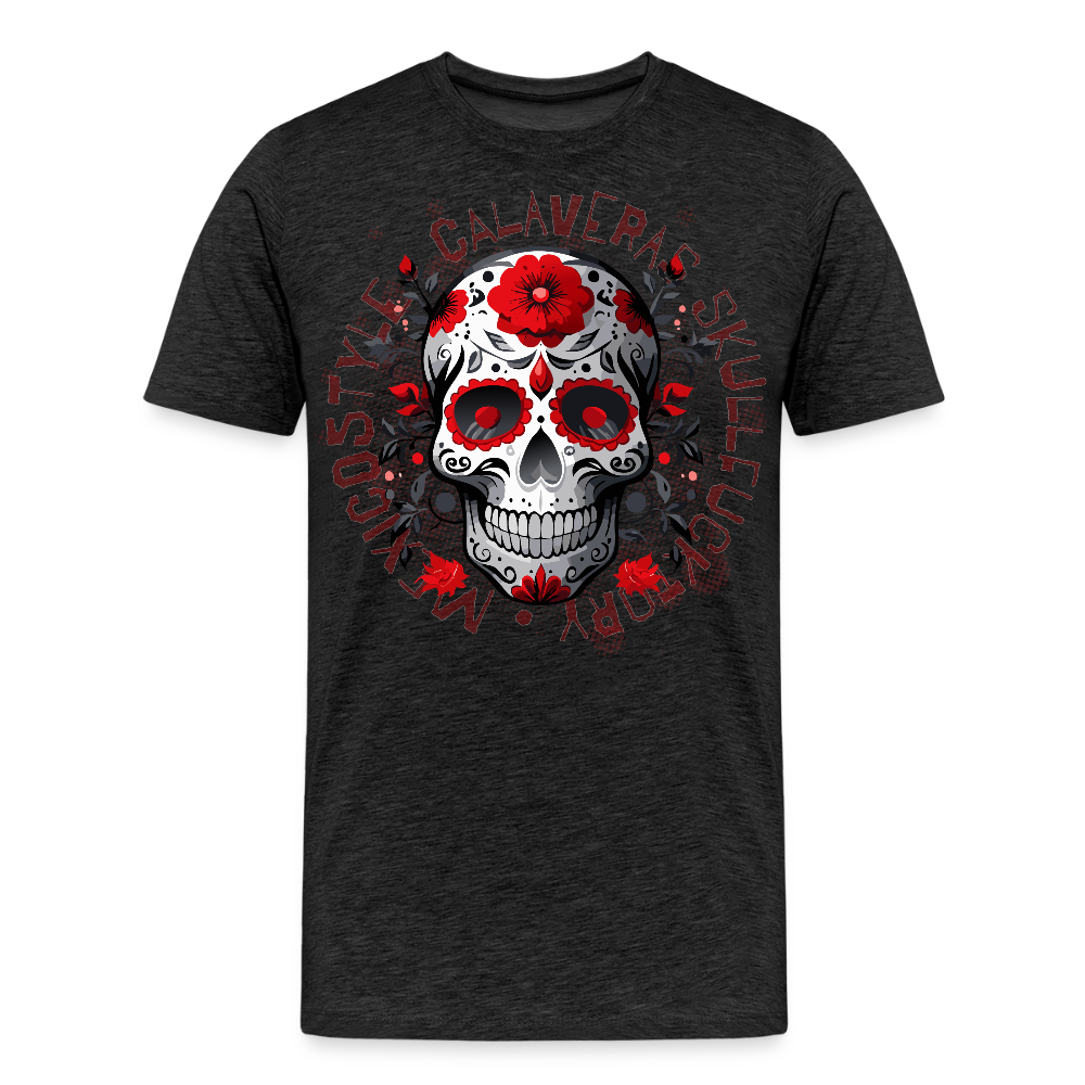 Männer Premium T-Shirt mit CALAVERAS SKULL PRINT - Anthrazit