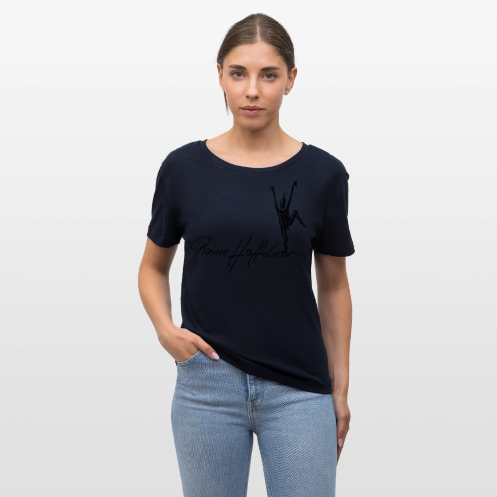 Frauen T-Shirt mit TUSCHEMÄNNCHEN PRINT - Navy