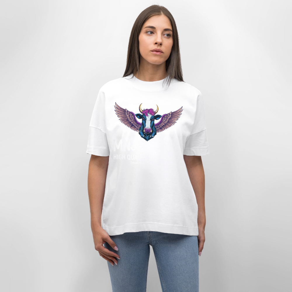 Oversized Unisex Bio T-Shirt mit MNJS CREW no limits PRINT - Weiß