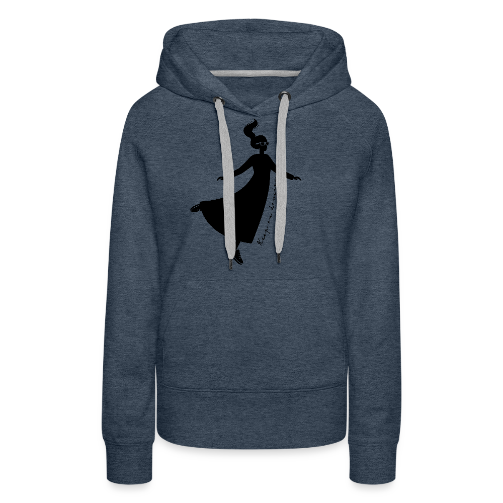 Frauen Premium Hoodie mit KEEP ON DANCING PRINT - Jeansblau