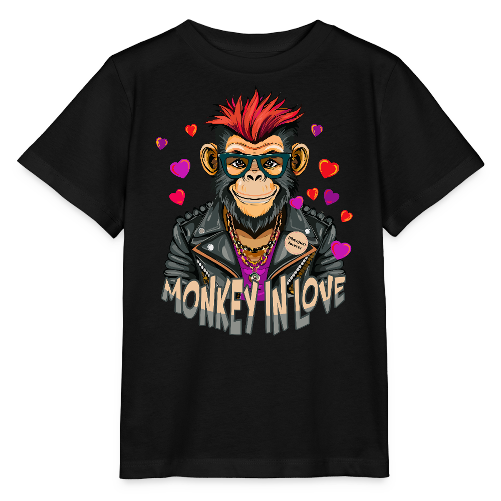 MNJS KIDS T-Shirt mit MONKEY IN LOVE PRINT - Schwarz
