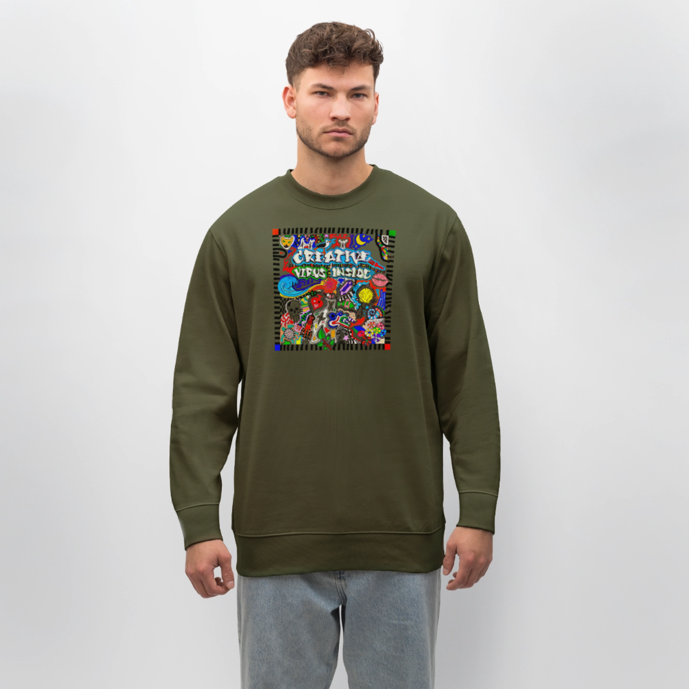 Unisex Bio-Sweatshirt mit CREATIVE VIRUS INSIDE PRINT - Khaki