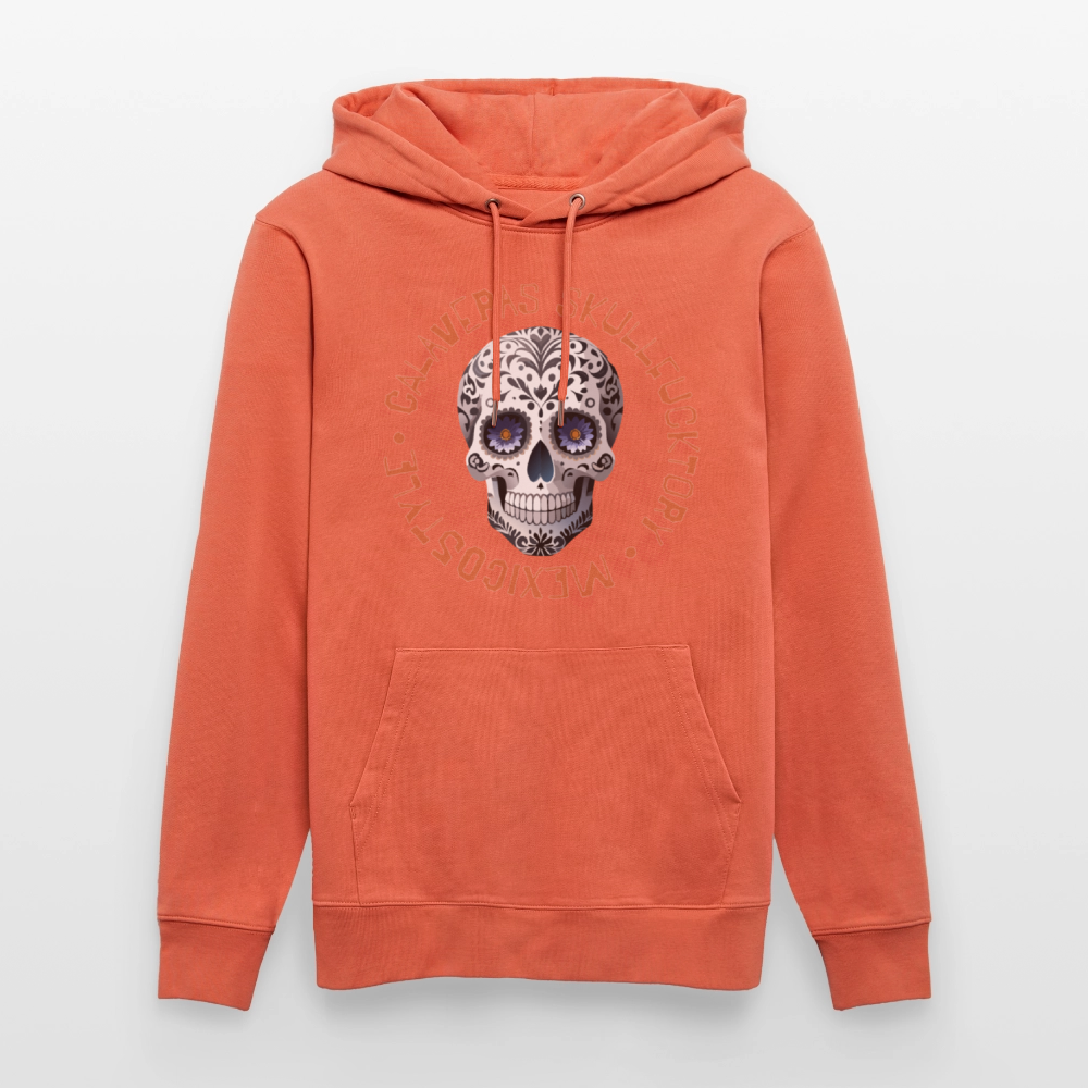 Unisex Hoodie mit CALAVERAS SKULL PRINT Vorderseite - Hellrot
