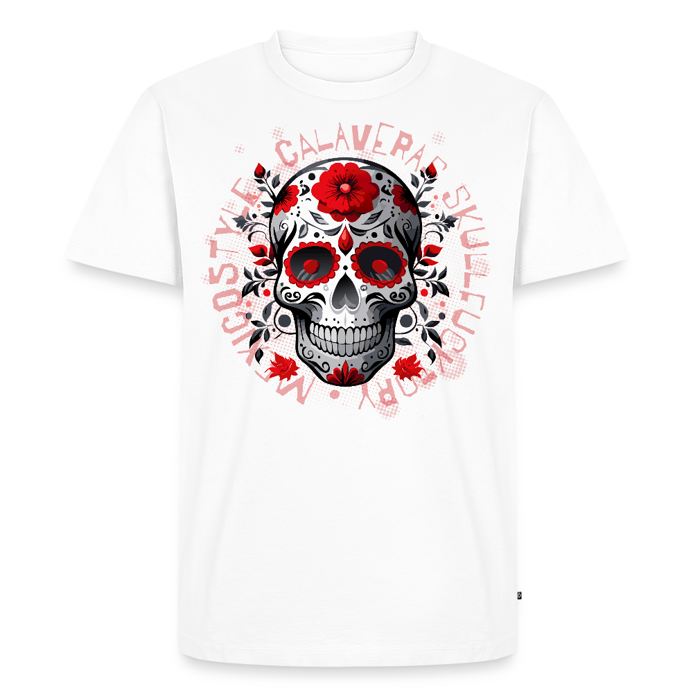 Männer Premium T-Shirt mit CALAVERAS SKULL PRINT - Weiß