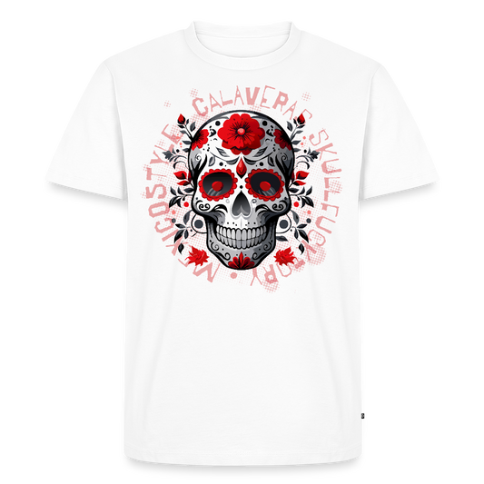 Männer Premium T-Shirt mit CALAVERAS SKULL PRINT - Weiß