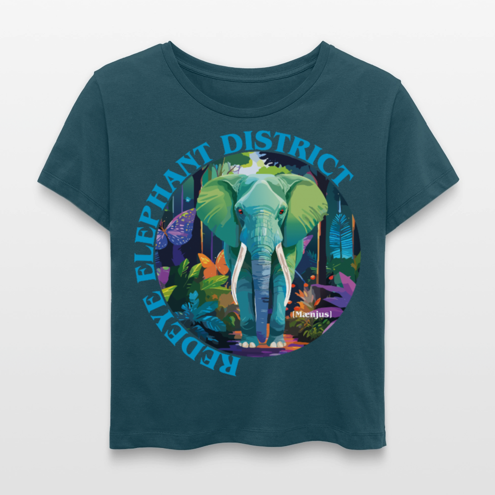 Frauen T-Shirt mit REDEYE ELEPHANT DISTRICT PRINT Vorderseite - Dunkles Petrol
