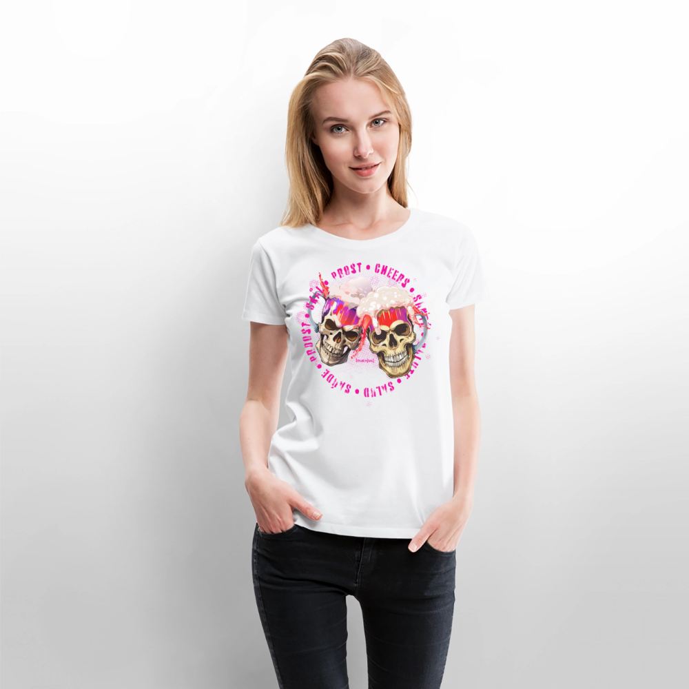 Frauen Premium T-Shirt mit OKTOBERFEST SKULL GIRL PRINT - Weiß