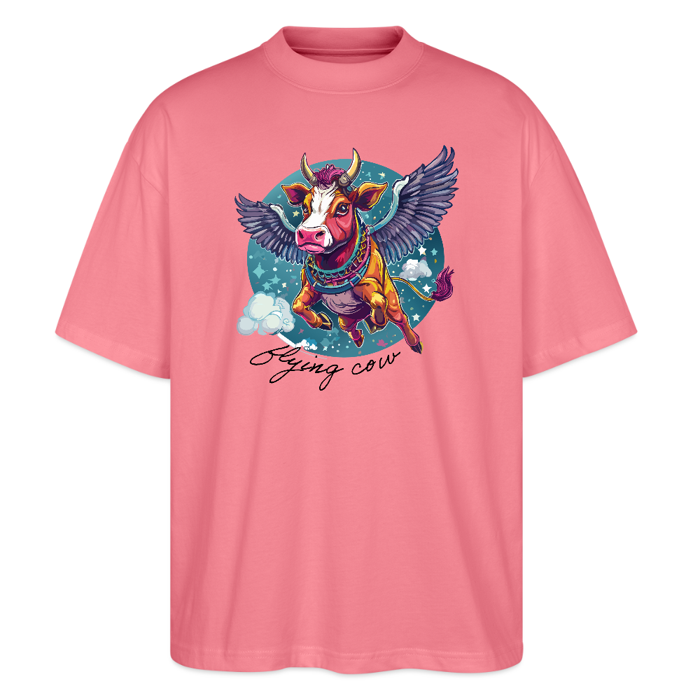 Oversized Unisex T-Shirt mit FLYING COW PRINT - Pink