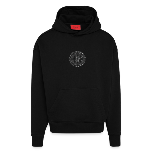 Heavyweight Oversized Organic Hoodie Made in EU mit Mandala Vibes Print - SOLID BLACK