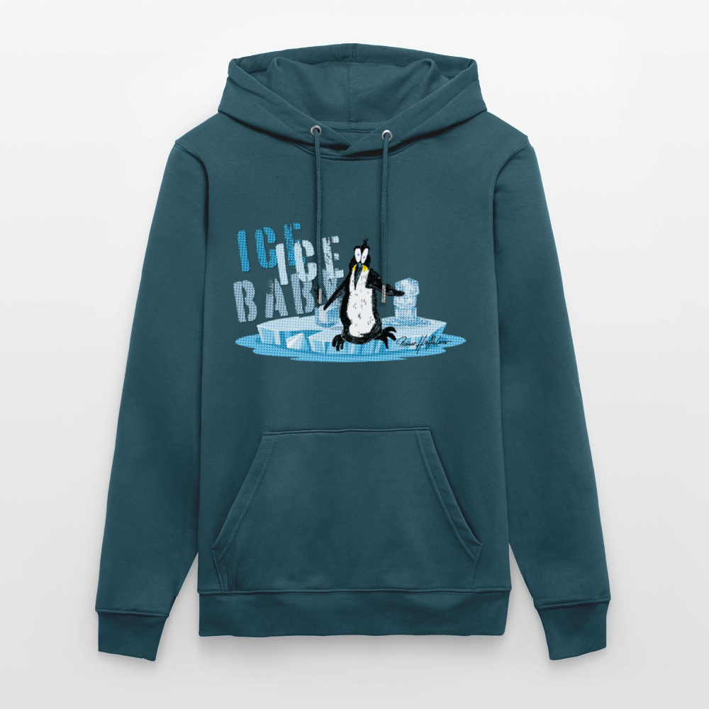 Unisex Bio-Hoodie mit ICE ICE BABY PINGUIN PRINT - Dunkles Petrol
