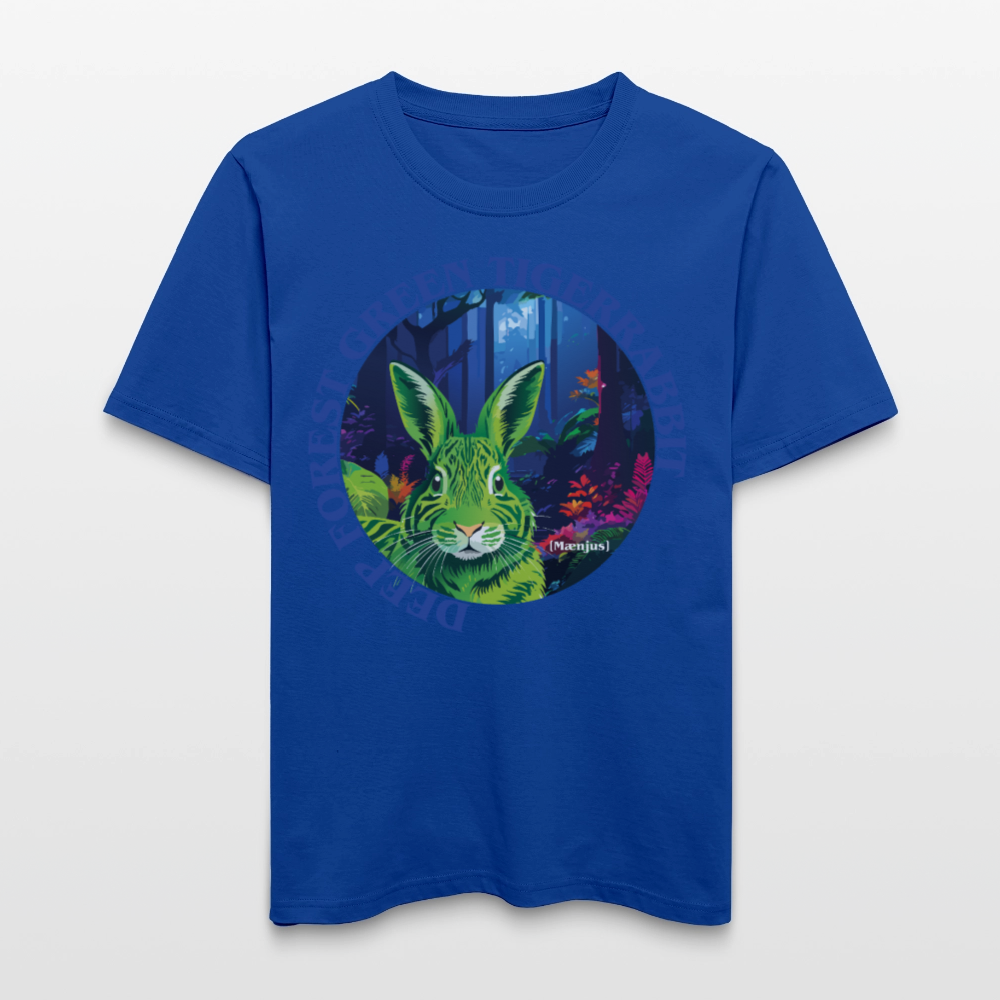 Relaxed Fit Unisex Bio-T-Shirt mit DEEP FOREST GREEN TIGERRABBIT PRINT Vorderseite - Dunkelblau