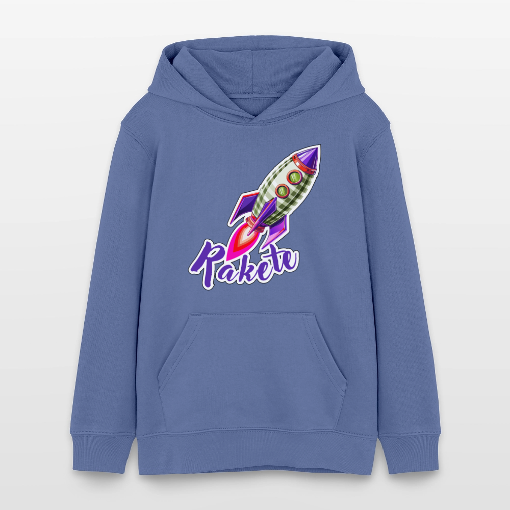 Teens Bio-Hoodie mit RAKETE PRINT - Blau