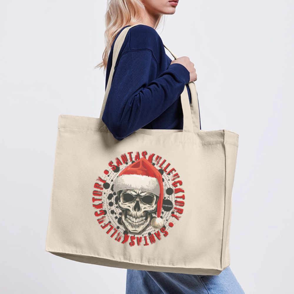 Recycelter Shopping Bag mit SANTASKULL PRINT - Naturweiß