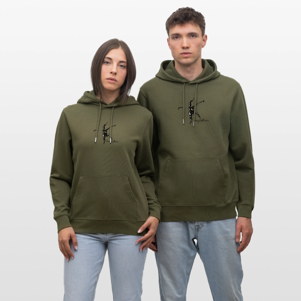 Unisex Bio-Hoodie mit TUSCHEWEIBCHEN PRINT - Khaki Grün