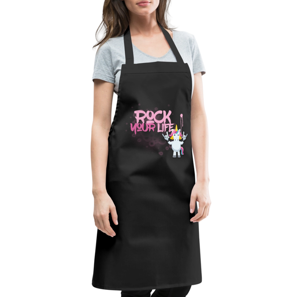 Kochschürze mit ROCK YOUR LIFE PRINT - Schwarz