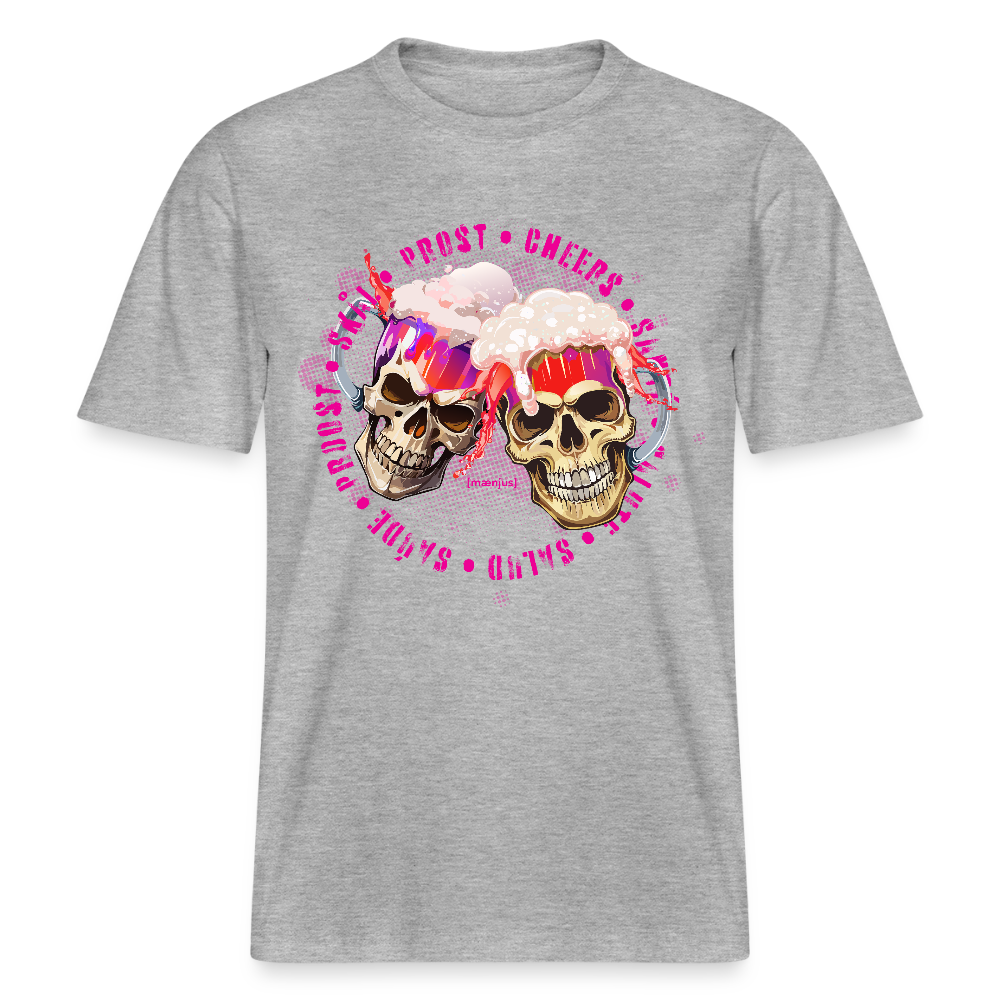 Unisex Bio-T-Shirt mit OKTOBERFEST SKULL GIRL PRINT - Grau meliert