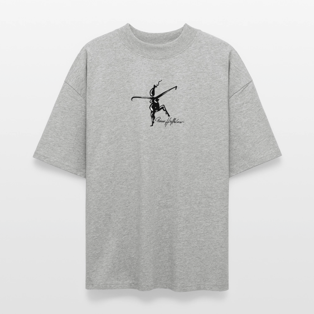 Oversized Unisex Bio T-Shirt mit TUSCHEWEIBCHEN PRINT - Grau meliert