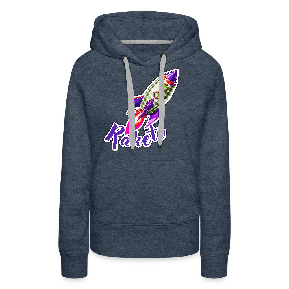 Frauen Premium Hoodie mit RAKETE PRINT - Jeansblau