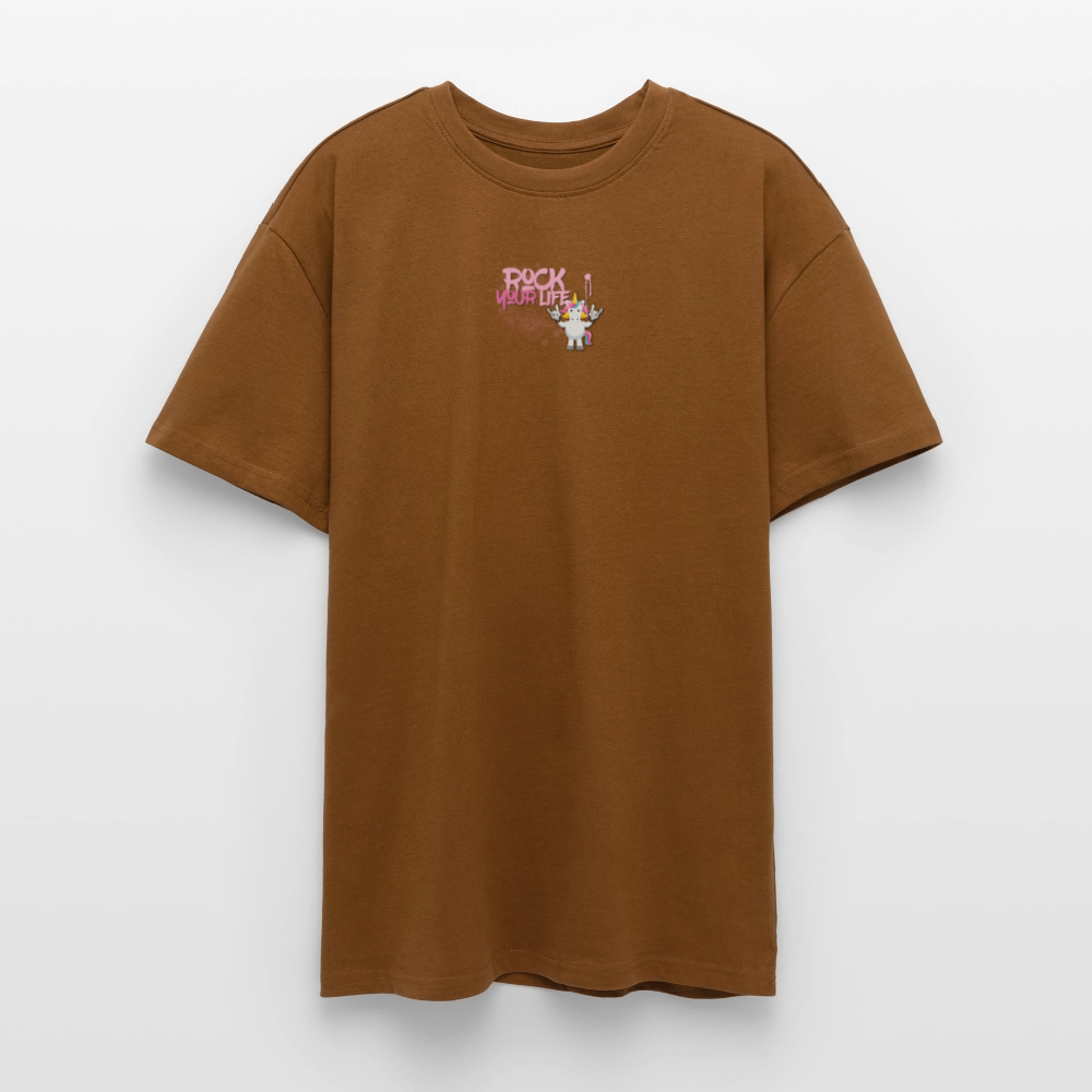 Heavy Oversize T-Shirt mit ROCK YOUR LIFE PRINT - Toffee
