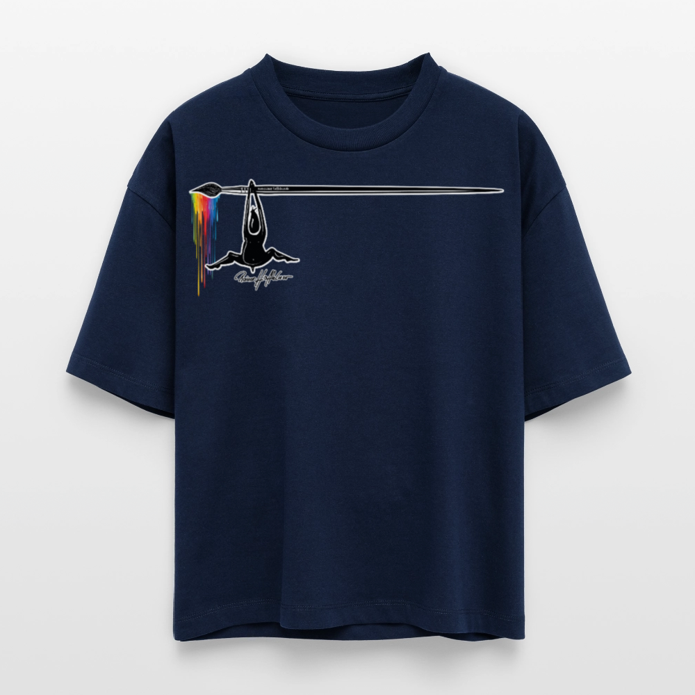 Frauen Boxy Bio-T-Shirt mit MÄNNLE PRINT - Navy