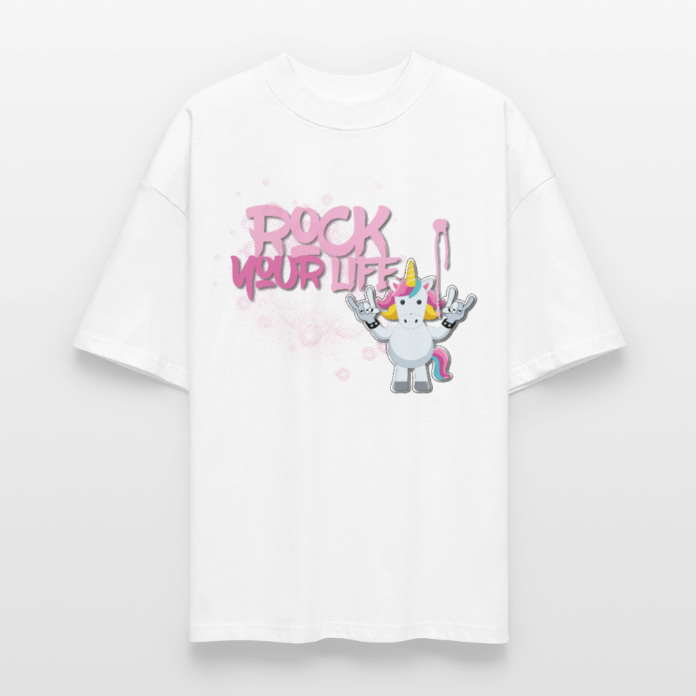 Oversized Unisex T-Shirt mit ROCK YOUR LIFE PRINT - Weiß