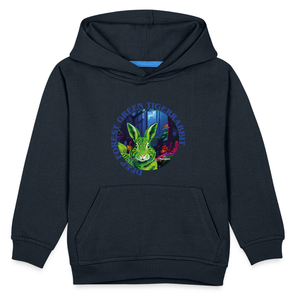 MNJS KIDS Premium Hoodie mit DEEP FOREST GREEN TIGERRABBIT PRINT - Navy