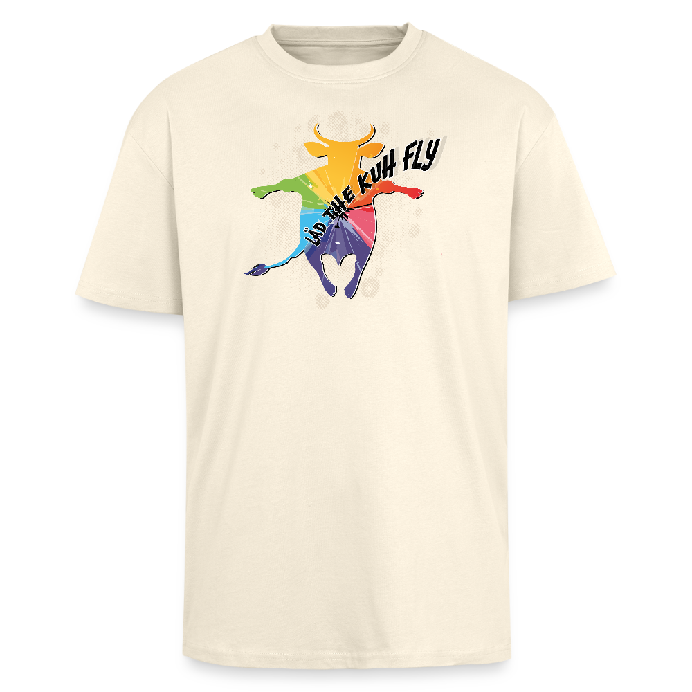 Heavy Oversize T-Shirt mit LÄD THE KUH FLY PRINT - Creme