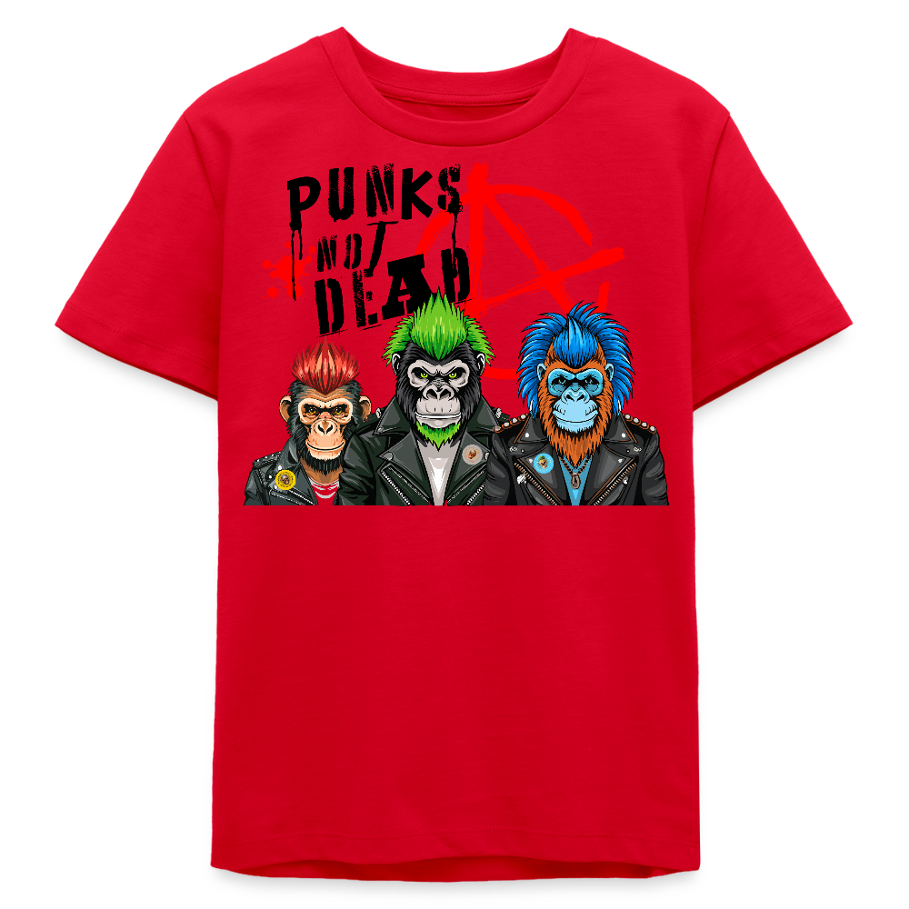 MNJS TEENS Bio T-Shirt mit PUNKS NOT DEAD PRINT - Rot