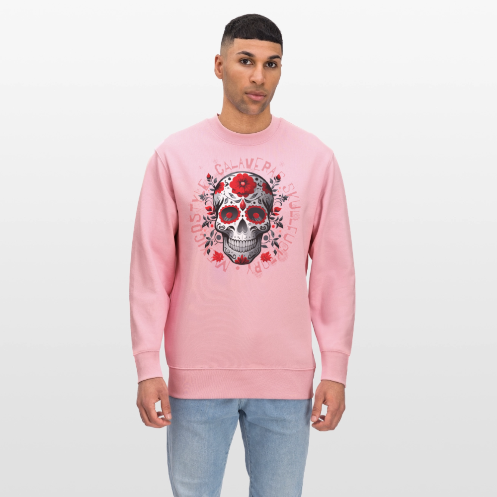 Unisex Bio-Sweatshirt mit CALAVERAS SKULL PRINT - Hellrosa