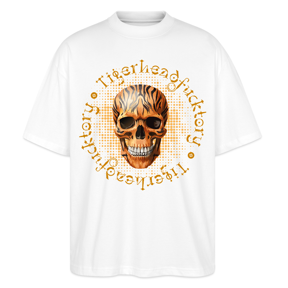 Oversized Unisex T-Shirt mit TIGERHEAD SKULL PRINT - Weiß