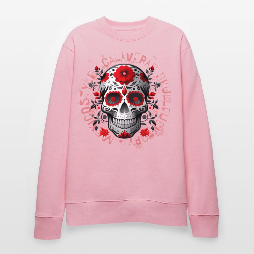 Unisex Bio-Sweatshirt mit CALAVERAS SKULL PRINT - Hellrosa