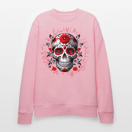Unisex Bio-Sweatshirt mit CALAVERAS SKULL PRINT - Hellrosa