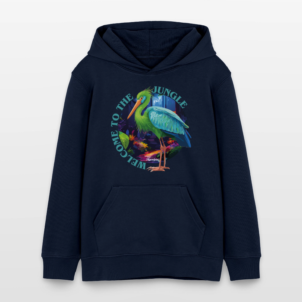 MNJS TEENS Bio-Hoodie mit WELCOME TO THE JUNGLE PRINT - Navy