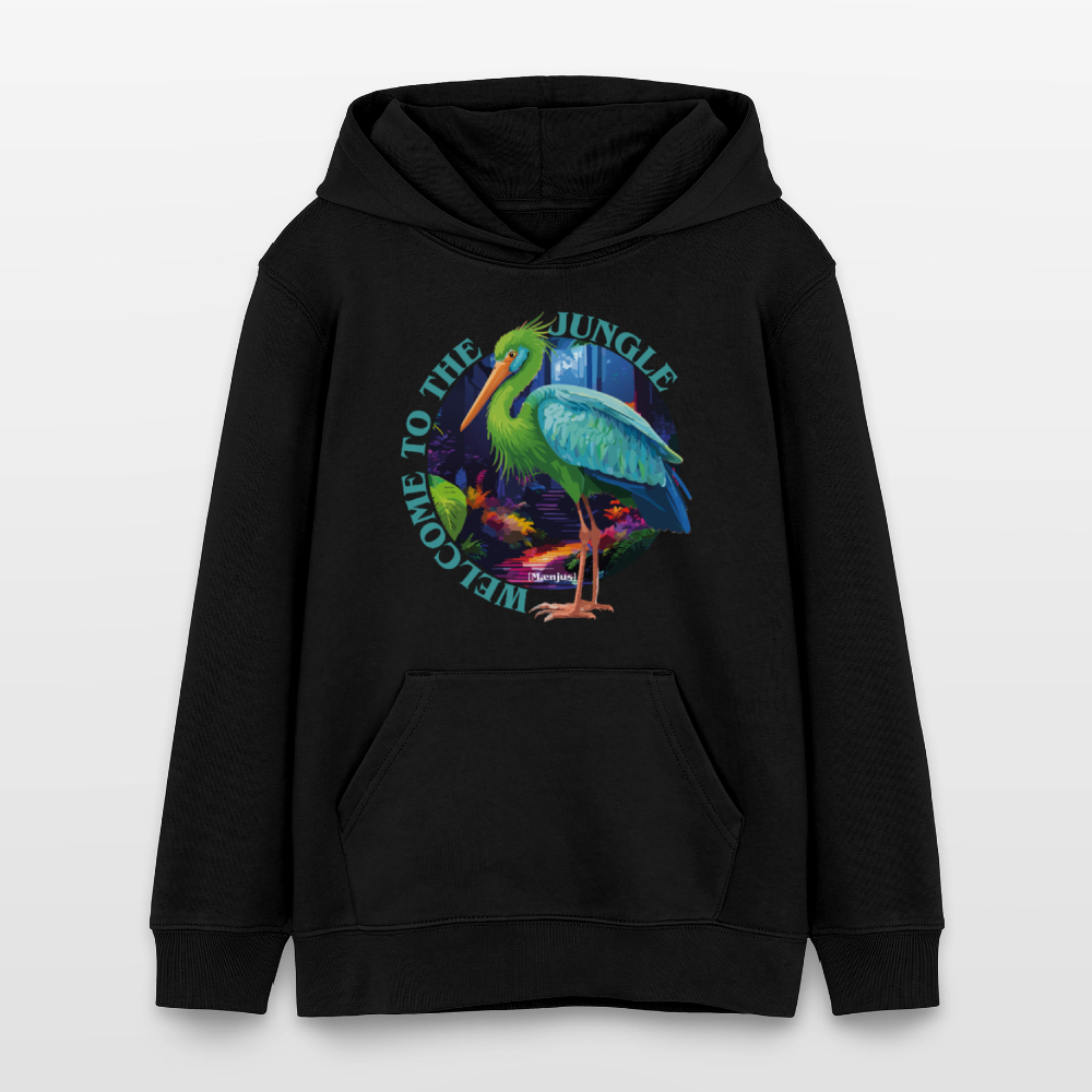 MNJS TEENS Bio-Hoodie mit WELCOME TO THE JUNGLE PRINT - Schwarz