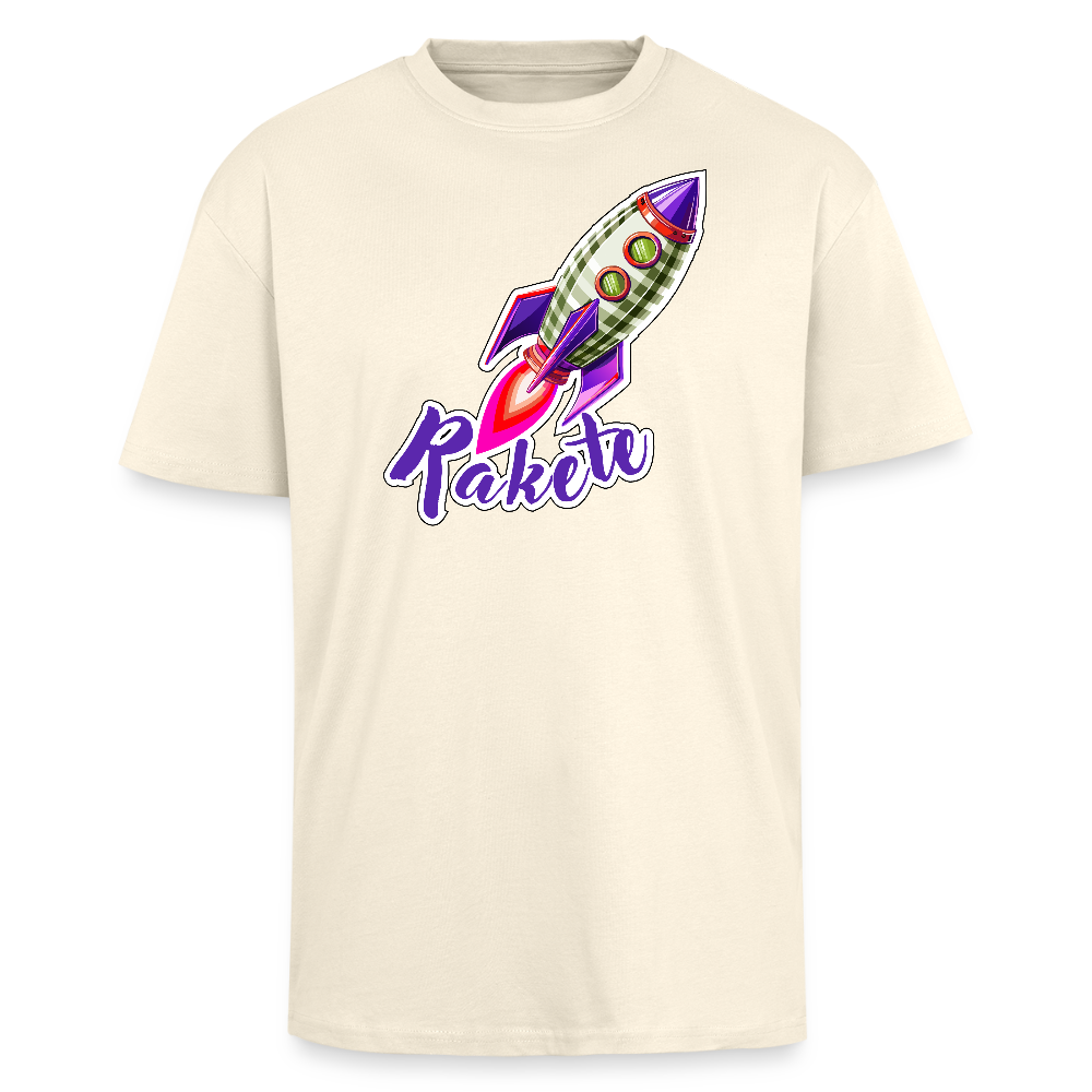 Heavy Oversize T-Shirt mit RAKETE PRINT - Creme