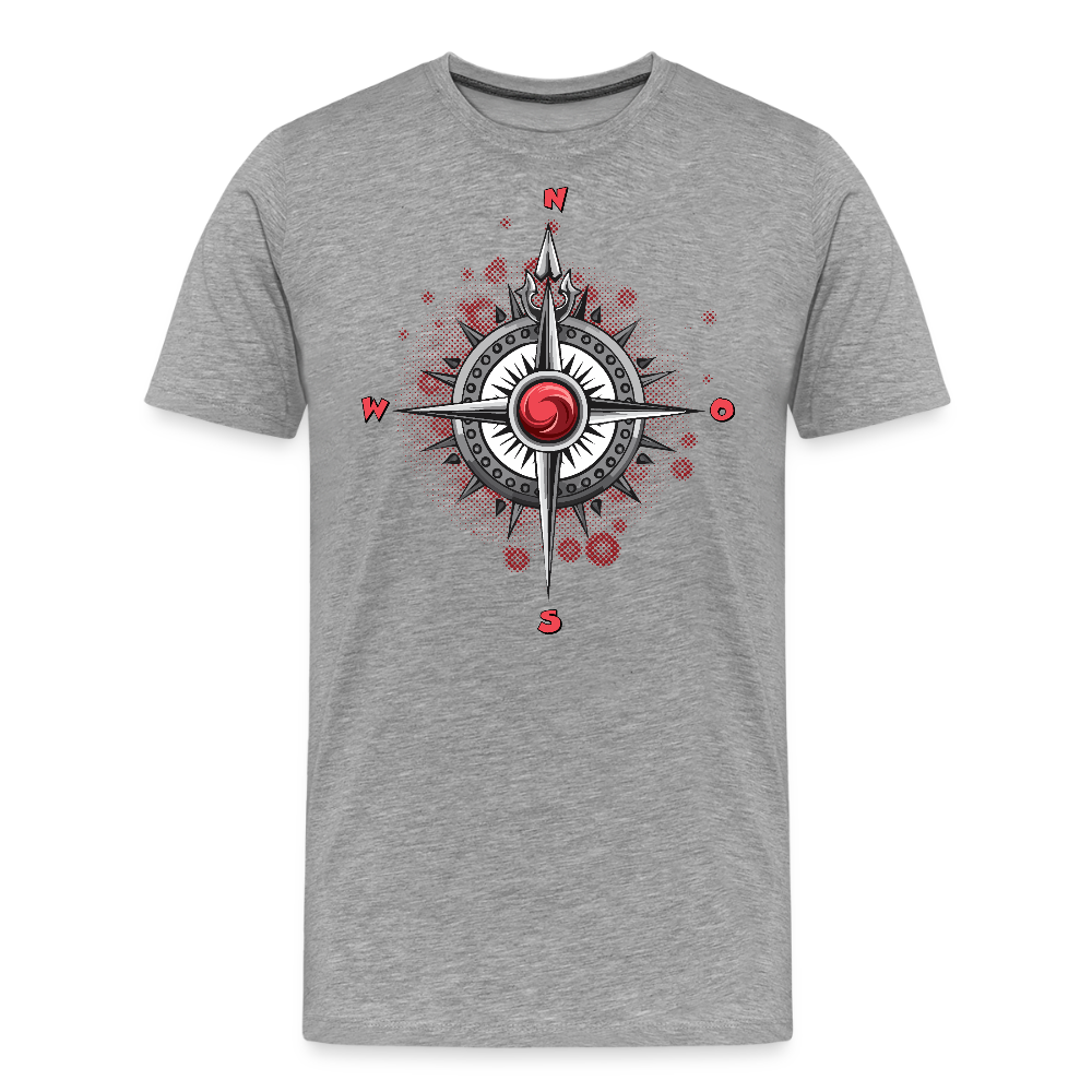 Männer Premium T-Shirt mit WINDROSE PRINT - Grau meliert