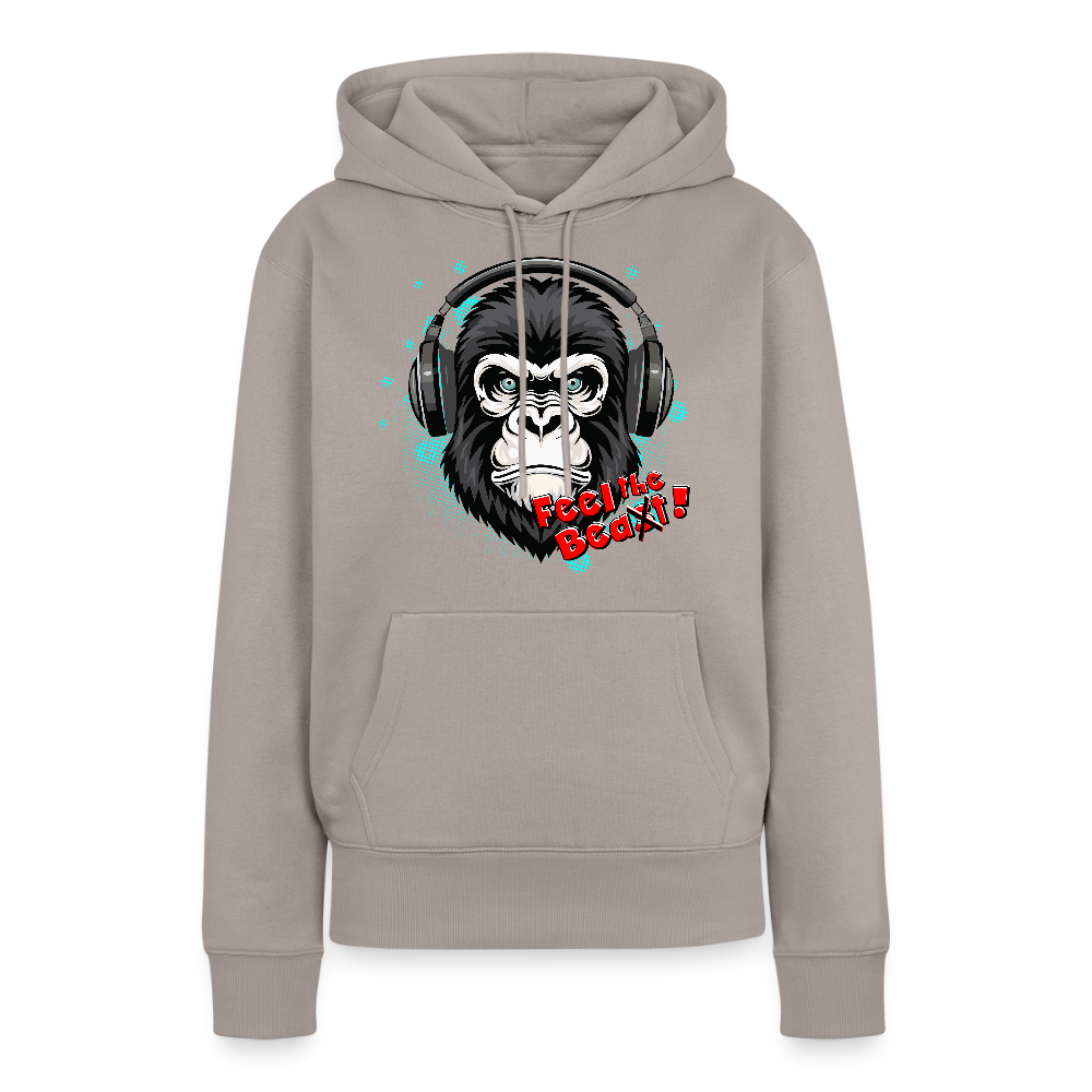 Frauen Premium Hoodie mit FEEL THE BEA(S)T PRINT - Taupe