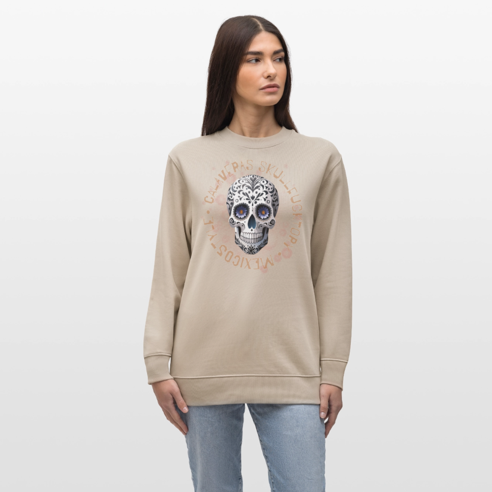 Unisex Bio-Sweatshirt mit CALAVERAS SKULL PRINT - Beige