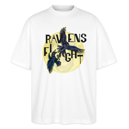 Oversized Unisex T-Shirt mit RAVENS FIGHT PRINT - Weiß