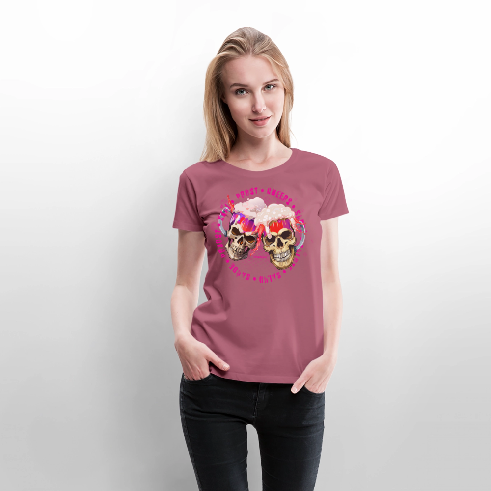 Frauen Premium T-Shirt mit OKTOBERFEST SKULL GIRL PRINT - Mauve