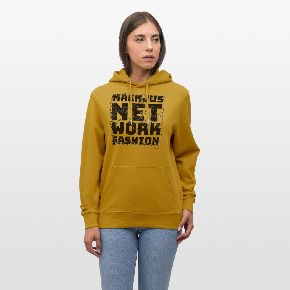 Unisex Bio-Hoodie mit MAENJUS NETWORK FASHION PRINT - Ocker